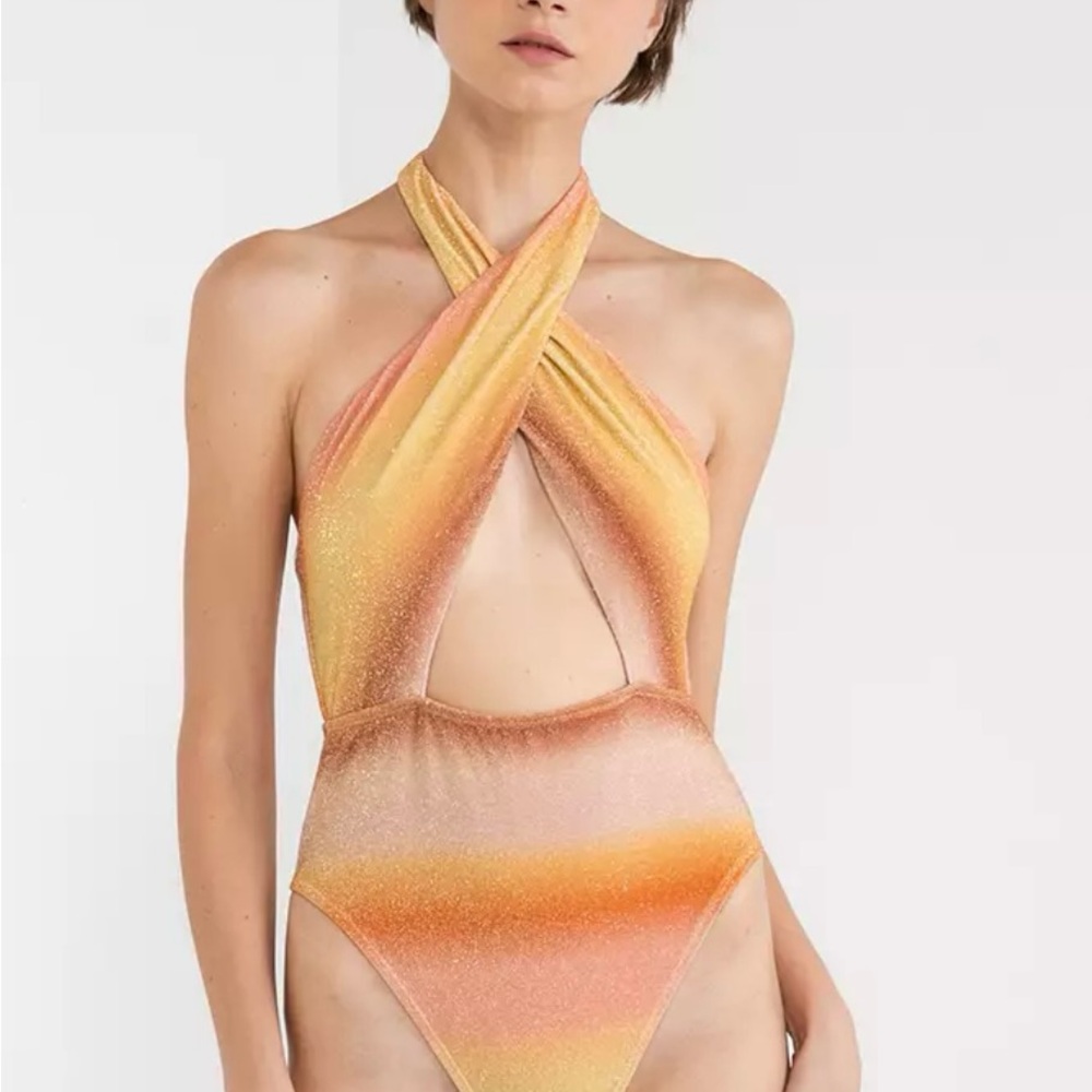 Cotton On Body NWT | Halter Neck Swim Brazilian Sierra Ombré Sunrise Metallic